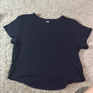 Black Crop Relaxed Short Sleeve Tee